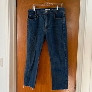Re/done originals mid rise straight leg jeans, ankle crop